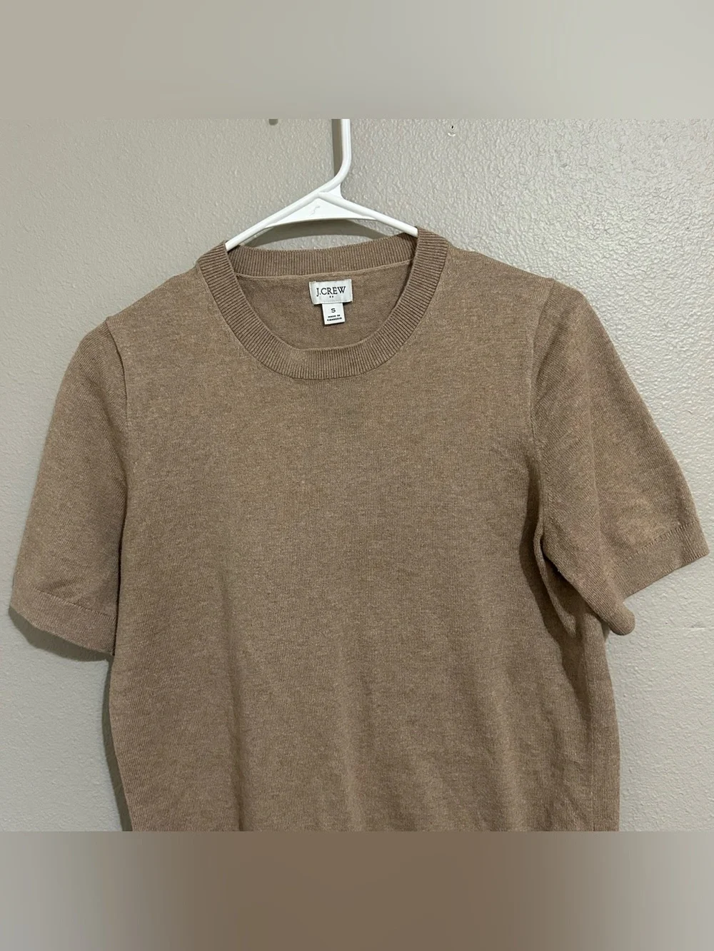 J. Crew Neutral 100% Cotton Knit Short Sleeve Crewneck Sweater Womens Size Small